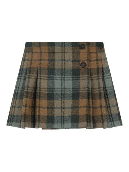  Bonpoint Pleated Plaid Skirt - Brown 
