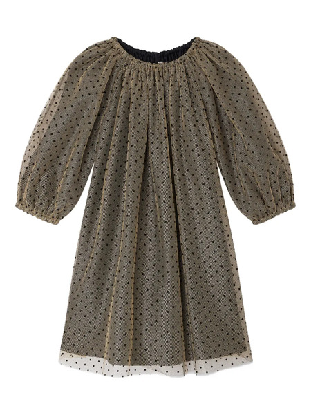  Bonpoint Polka-dot Puff-sleeve Dress - Brown 