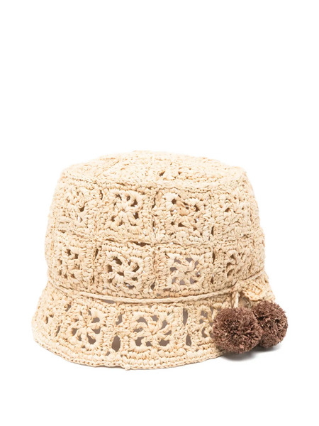  Bonpoint Pompom-detail Crochet Hat - Neutrals 