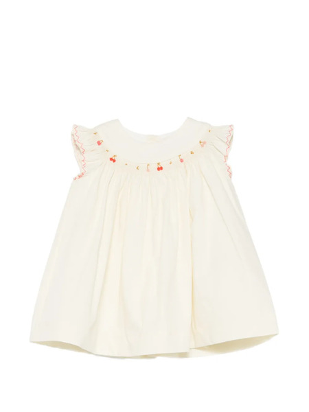  Bonpoint Ruffled Embroidered Dress - Neutrals 