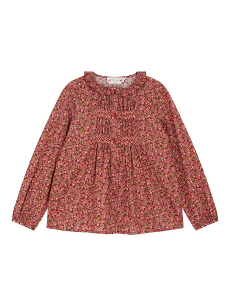  Bonpoint Smocked Cherry-print Blouse - Pink 