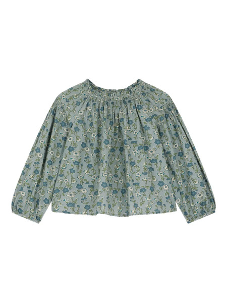  Bonpoint Smocked Floral Blouse - Blue 