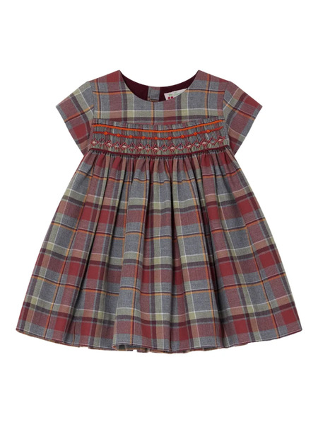  Bonpoint Smocked Plaid Dress - Red 