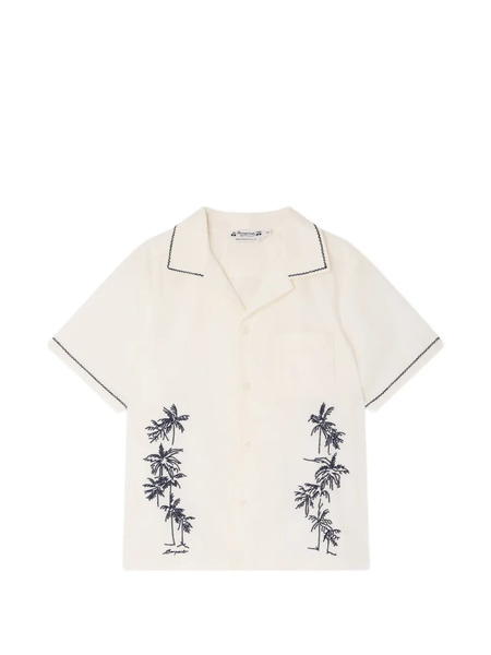  Bonpoint Steve Palm-tree-embroidered Shirt - Neutrals 