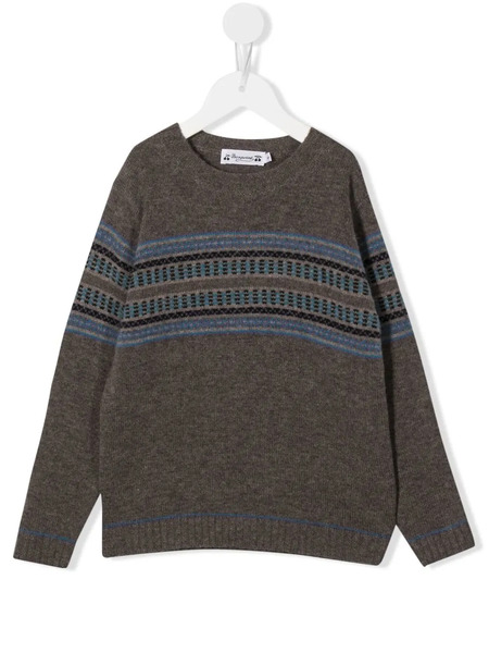 Bonpoint Striped Crew Neck Sweater - Grey 