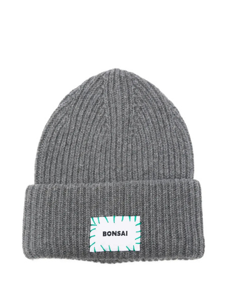  Bonsai Logo Ribbed Beanie Hat - Grey 