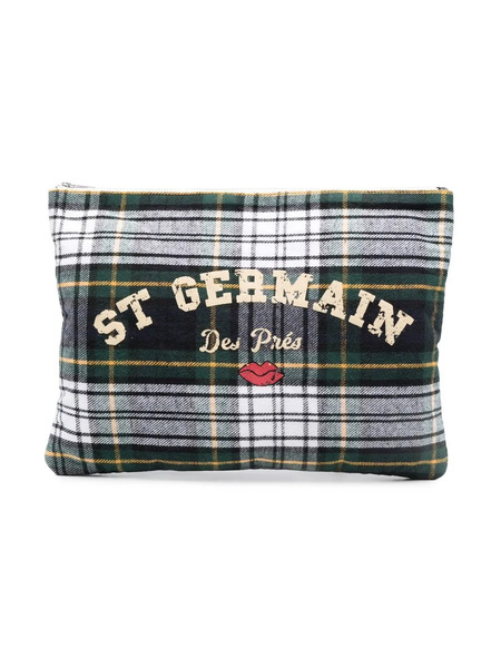  Bonton Checked Zip Pouch Bag - Green 
