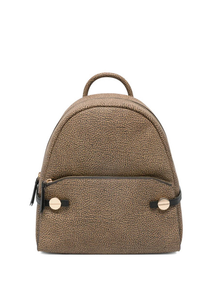  Borbonese Medium Round-handle Pattern Backpack - Brown 
