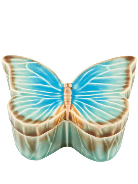  Bordallo Pinheiro 'cloudy Butterflies' Trinket Box - Green 