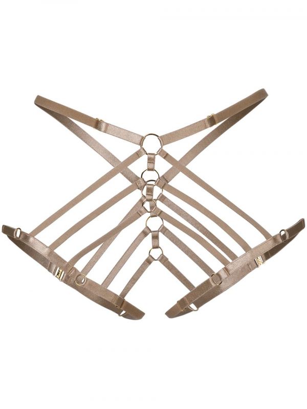  Bordelle Art Deco Ouvert Strap Briefs - Neutrals 