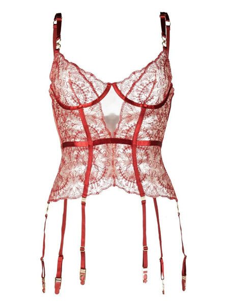  Bordelle Cymatic Basque Corset Bra - Red 
