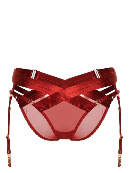  Bordelle Tomoe Satin Harness Brief - Red 