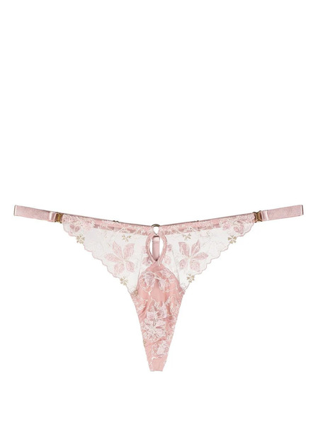  Bordelle Vita Floral-embroidered Thong - Pink 