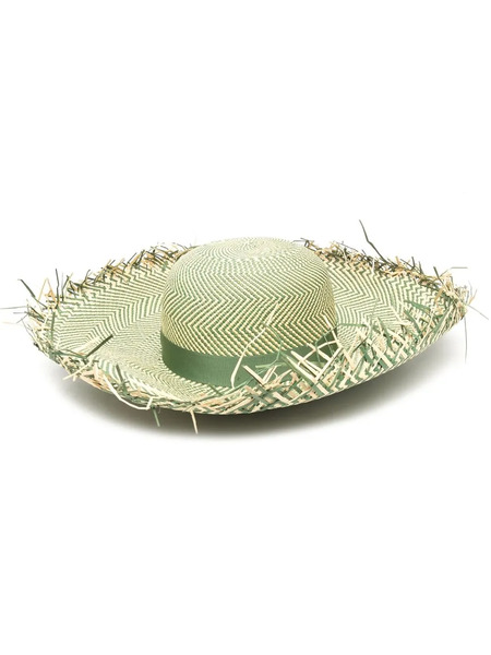  Borsalino Pamela Frayed Straw Hat - Green 