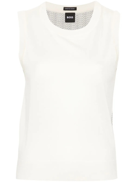  Boss Abstract Pattern-detail Sleeveless Knitted Top - White 