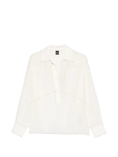  Boss Brizzy V-neck Panelled Top - Neutrals 