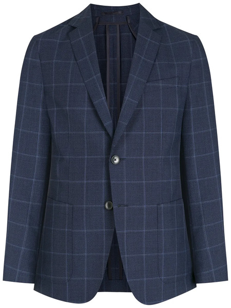  Boss Checked Wool Blazer - Blue 