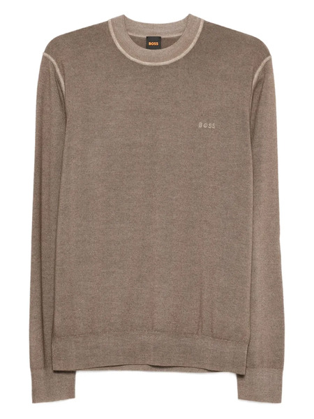  Boss Crew-neck Virgin-wool Sweater - Green 