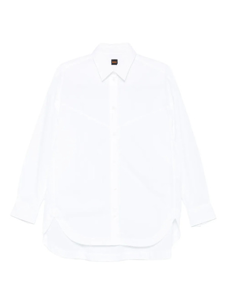  Boss Curved-hem Cotton Shirt - White 
