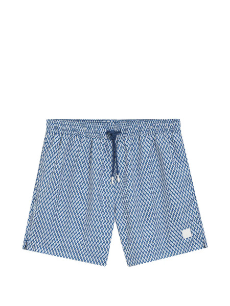  Boss Diamond-pattern Drawstring-fastening Swim Shorts - Blue 