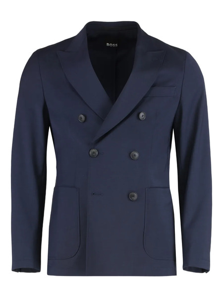  Boss Double-breasted Buttoned Blazer - Blue 