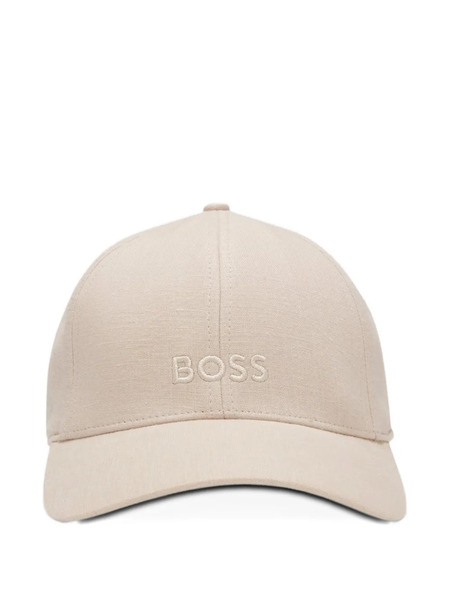 Boss Embroidered Linen Cap - Neutrals 