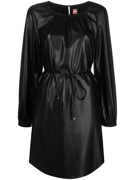  Boss Faux-leather Belted Dress - Black 