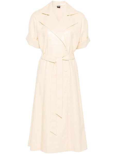  Boss Faux-leather Midi Dress - Yellow 