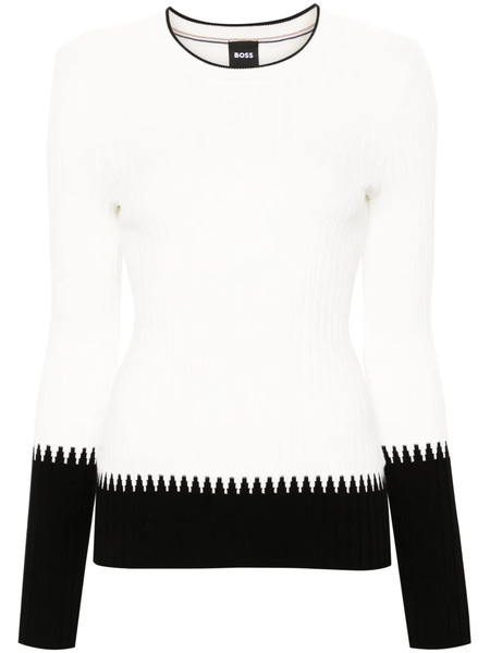  Boss Fedrina Ribbed-knit Top - White 