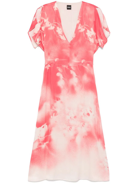  Boss Floral-print Midi Dress - Pink 