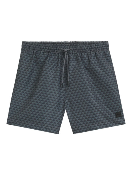  Boss Geometric-print Swim Shorts - Grey 