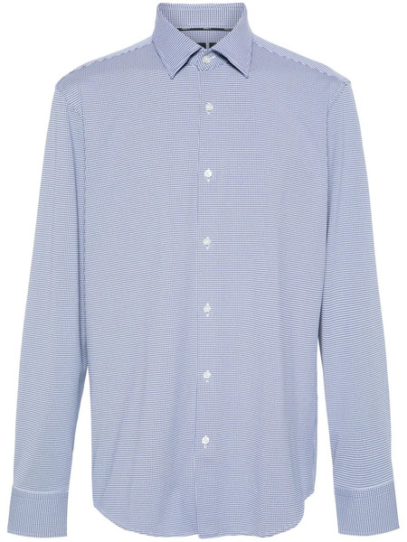  Boss Gingham-check Long-sleeve Shirt - Blue 