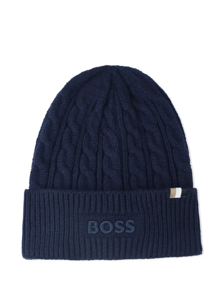  Boss Kidswear Cable-knit Beanie Hat - Blue 