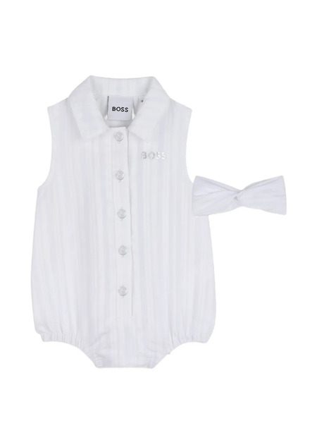  Boss Kidswear Collared Headband Jumpsuit - White 