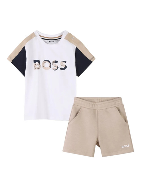  Boss Kidswear Colour-block Logo-t-shirt Shorts Set - Neutrals 