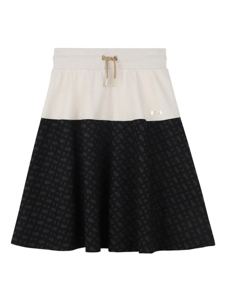  Boss Kidswear Contrast-panel Flared Skirt - Black 