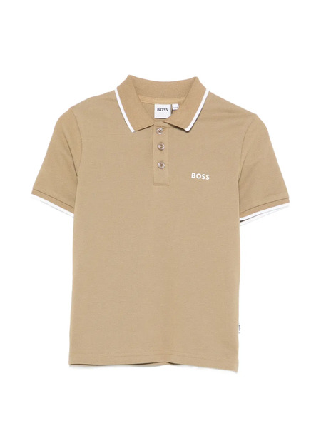  Boss Kidswear Contrasting-trim Polo Shirt - Neutrals 
