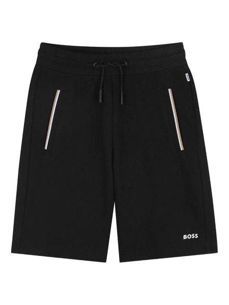  Boss Kidswear Drawstring Stripe-detail Shorts - Black 
