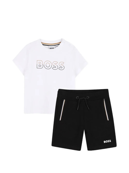  Boss Kidswear Drawstring T-shirt And Shorts Set - White 