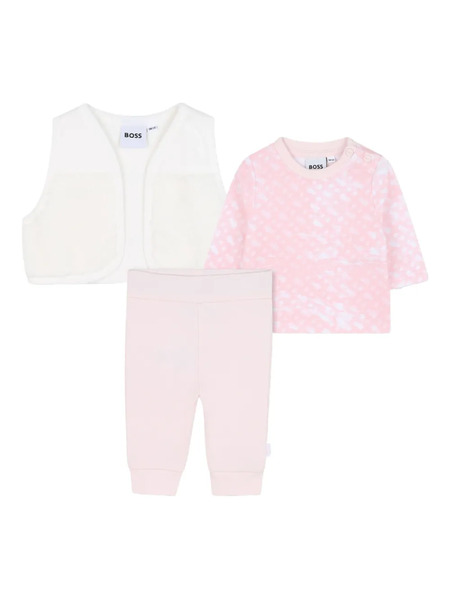  Boss Kidswear Fleece Printed Top And Joggers Set - Pink 
