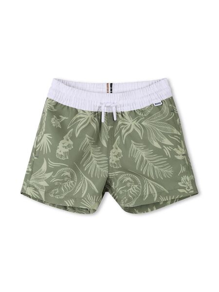  Boss Kidswear Floral-print Swim Shorts - Green 
