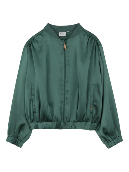  Boss Kidswear Gathered Zip-up Bomber Jacket - Green 