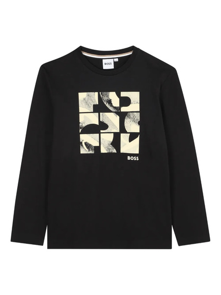  Boss Kidswear Graphic-print Long-sleeve T-shirt - Black 