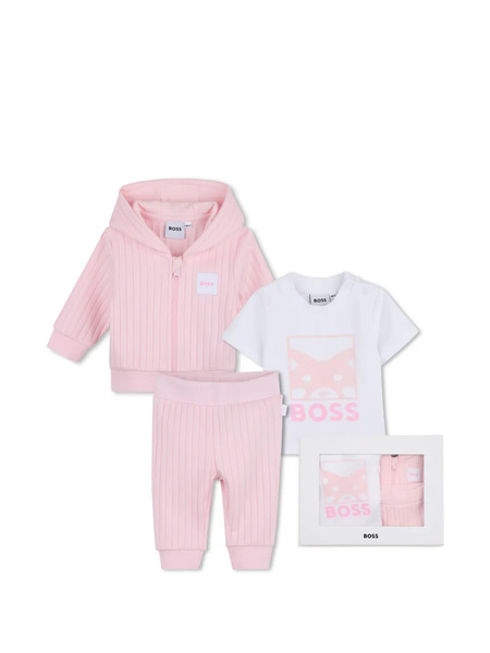  Boss Kidswear Hooded Ribbed Set - Pink 