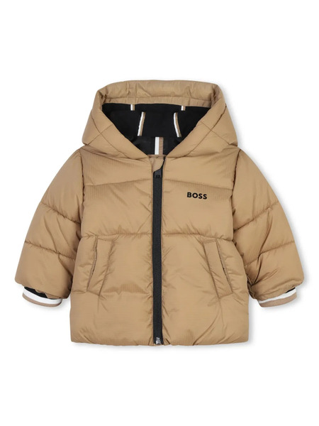  Boss Kidswear Hoodie Puffer Jacket - Neutrals 