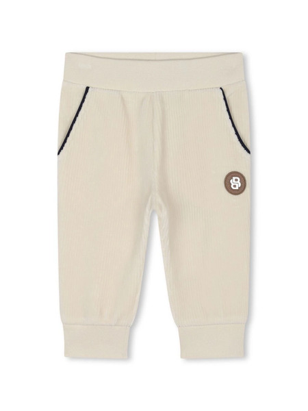  Boss Kidswear Logo-appliqué Velvet Track Pants - Neutrals 