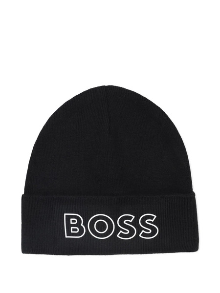  Boss Kidswear Logo-embroidered Beanie - Black 