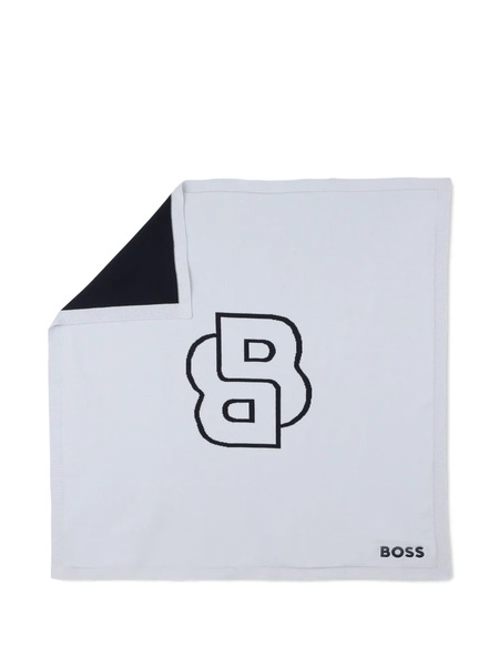  Boss Kidswear Logo-embroidered Cotton Blanket - Blue 