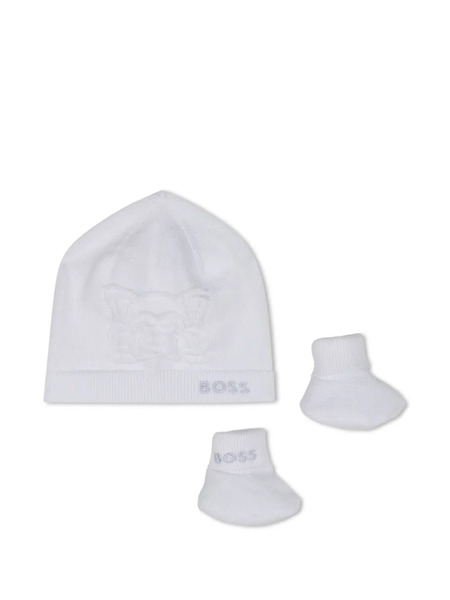  Boss Kidswear Logo-embroidered Hat Set - White 