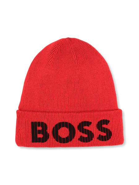  Boss Kidswear Logo-print Cotton Beanie - Red 